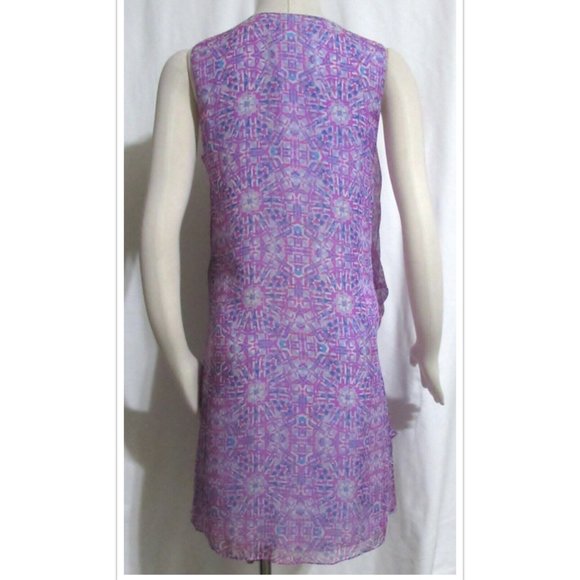 NEW Womens Ladies SUNDANCE Abstract Silk Pink & Blue Tiered Dress 6 Orig $178 - Picture 5 of 5